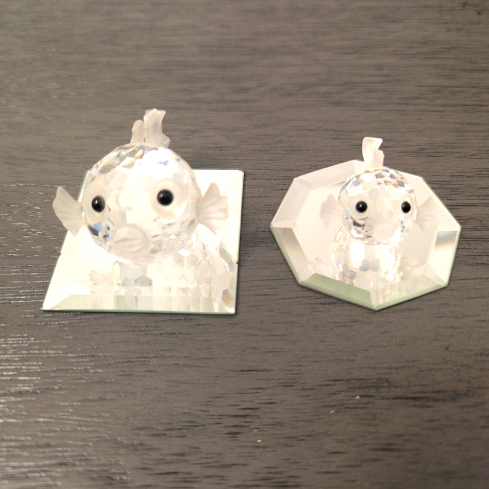 SWAROVSKI Crystal 2PC Puffer Fish Figure Set